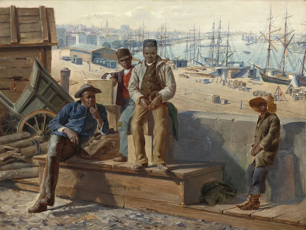 Negro Boys On The Quayside Wall Art by David Norslup - High-Resolution Digital Print