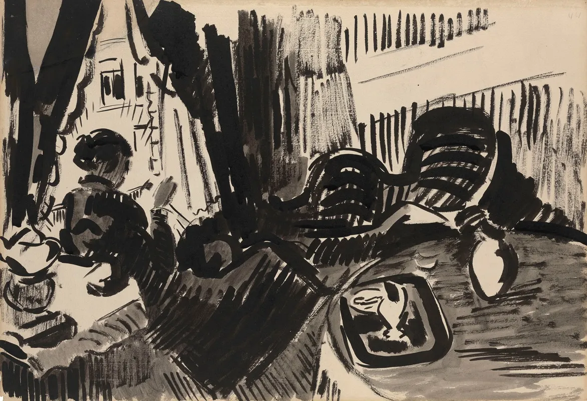 Nel Sewing Before The Burtterfly Sofa Wall Art by Rik Wouters - High-Resolution Digital Print