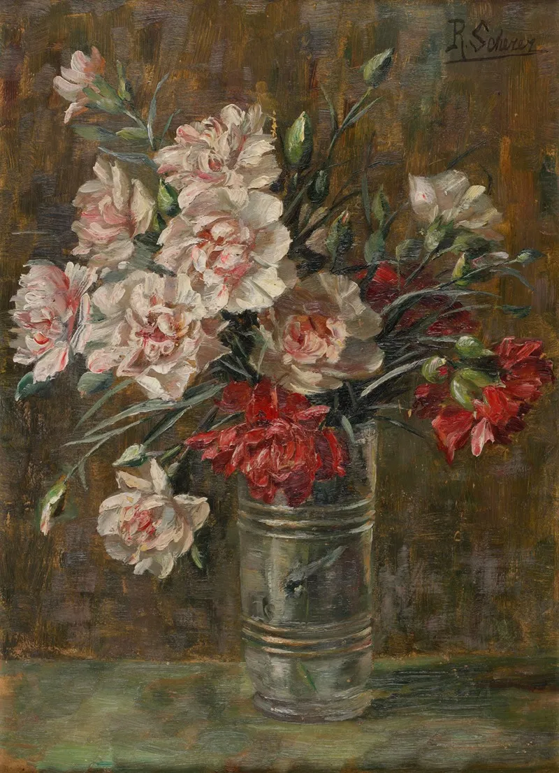 Nelken In Einer Vase Wall Art by Rosa Scherer - High-Resolution Digital Print