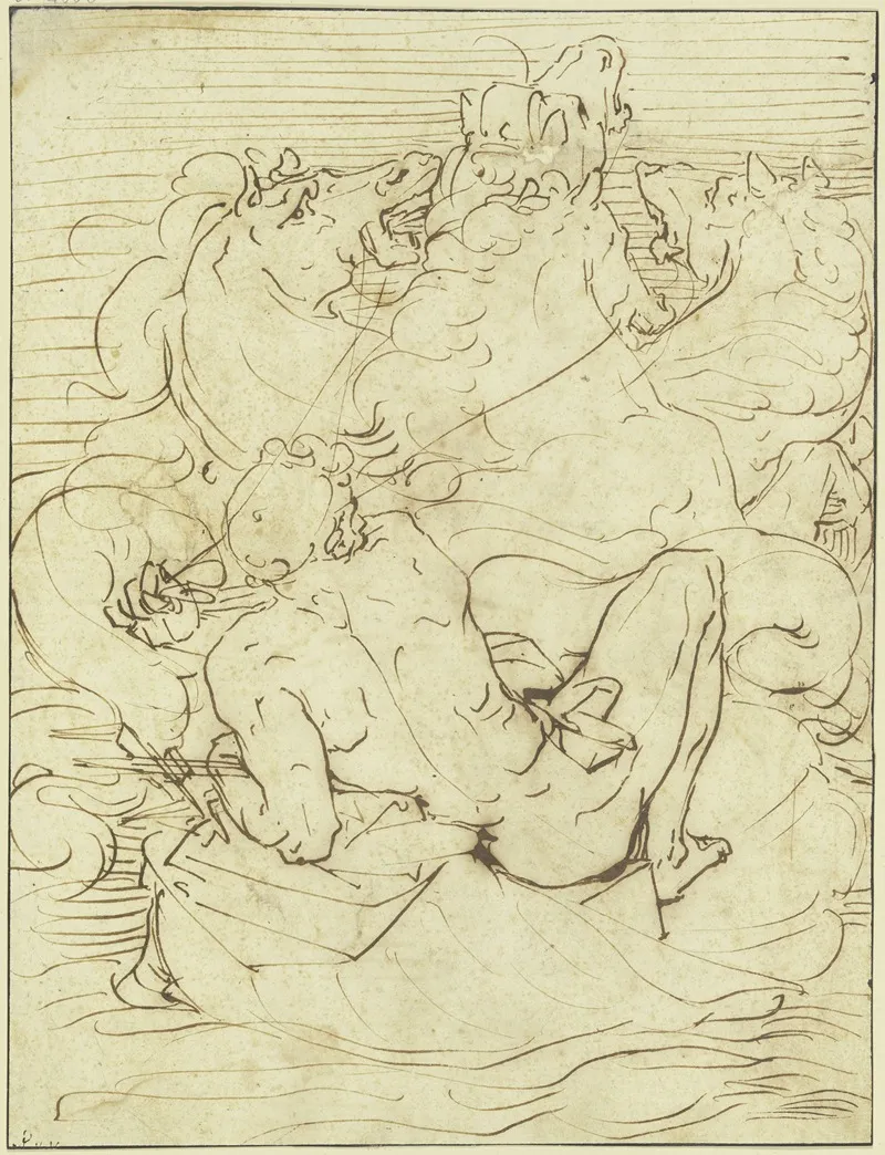 Neptun Auf Dem Meer Fahrend