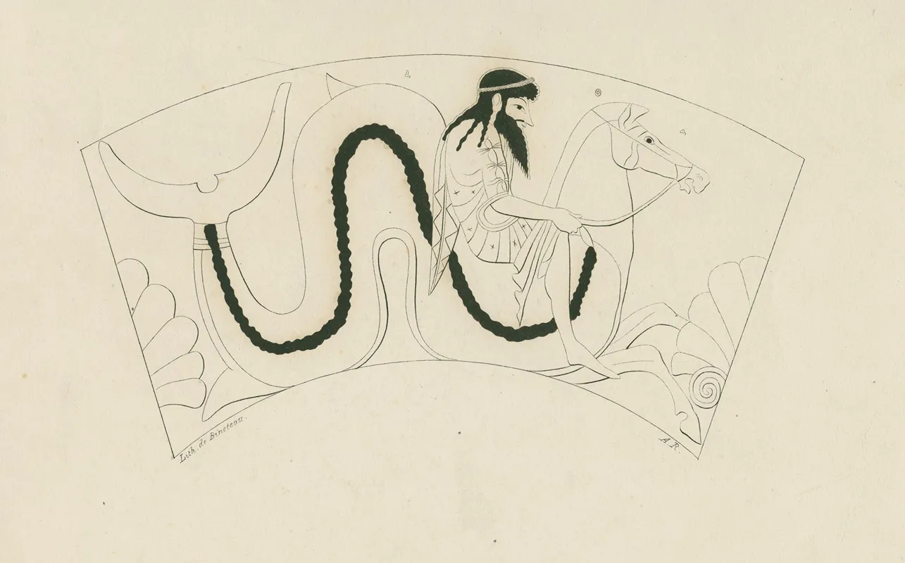 Neptune Mounted On A Hippocampus Or Seahorse Reins In Hand Wall Art by A. Rey - High-Resolution Digital Print