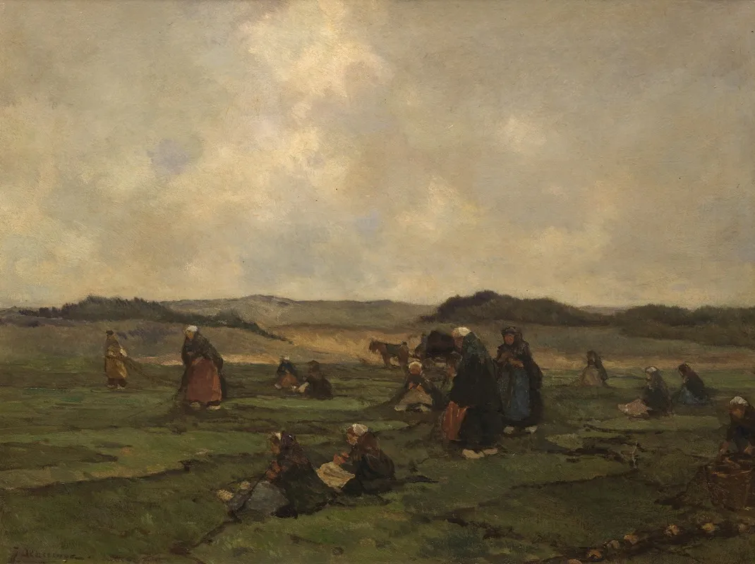 Nettenboetsers Aan Het Strand Wall Art by Johannes Evert Hendrik Akkeringa - High-Resolution Digital Print