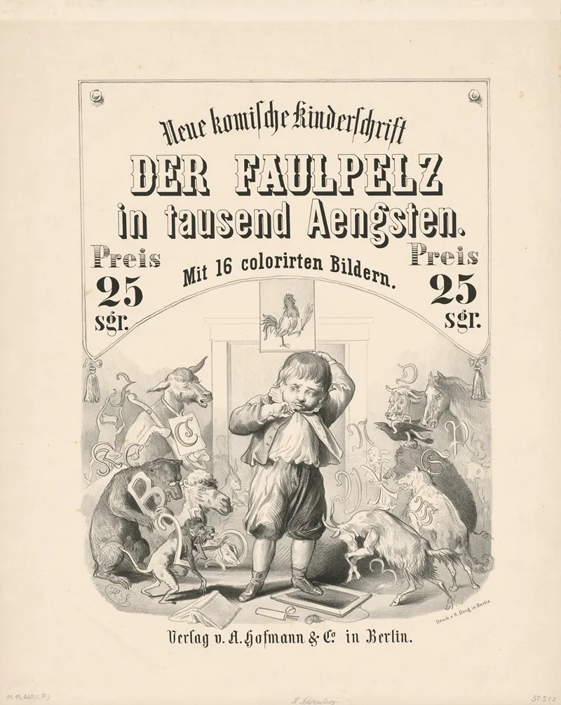 Neue Komische Kinderschrift Der Faulpelz In Tausend Angsten Wall Art by Hermann Scherenberg - High-Resolution Digital Print