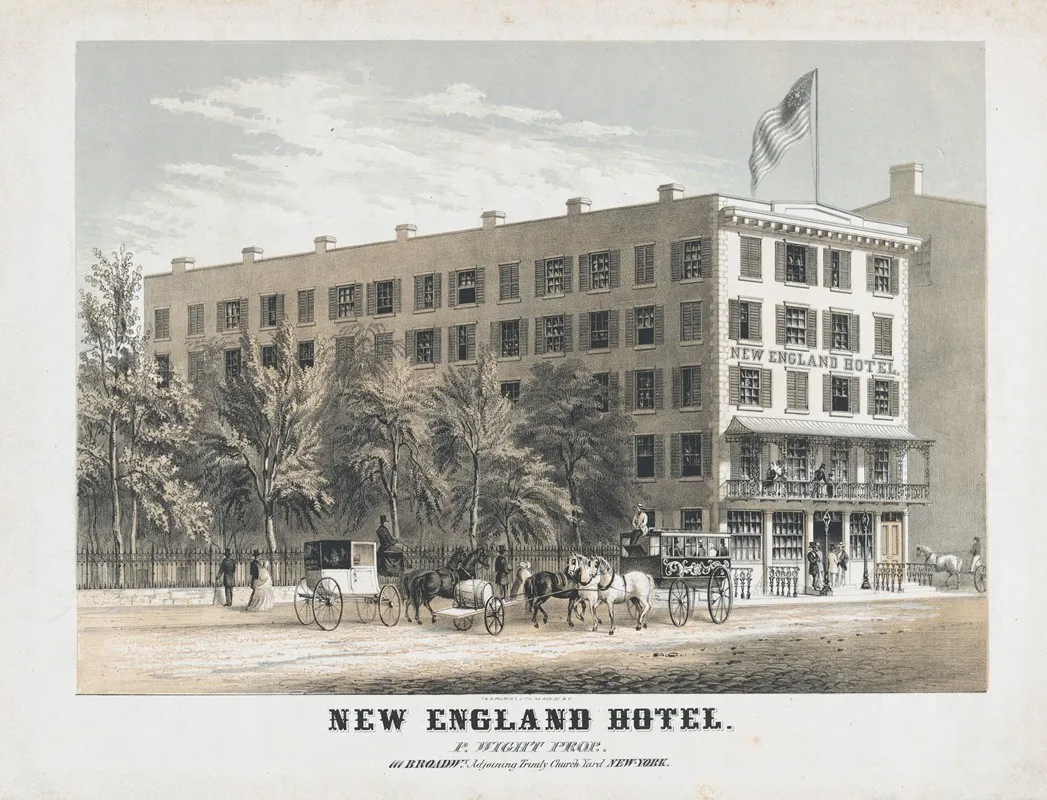 New England Hotel Broadway Adjoining Trinity Church Yard New York