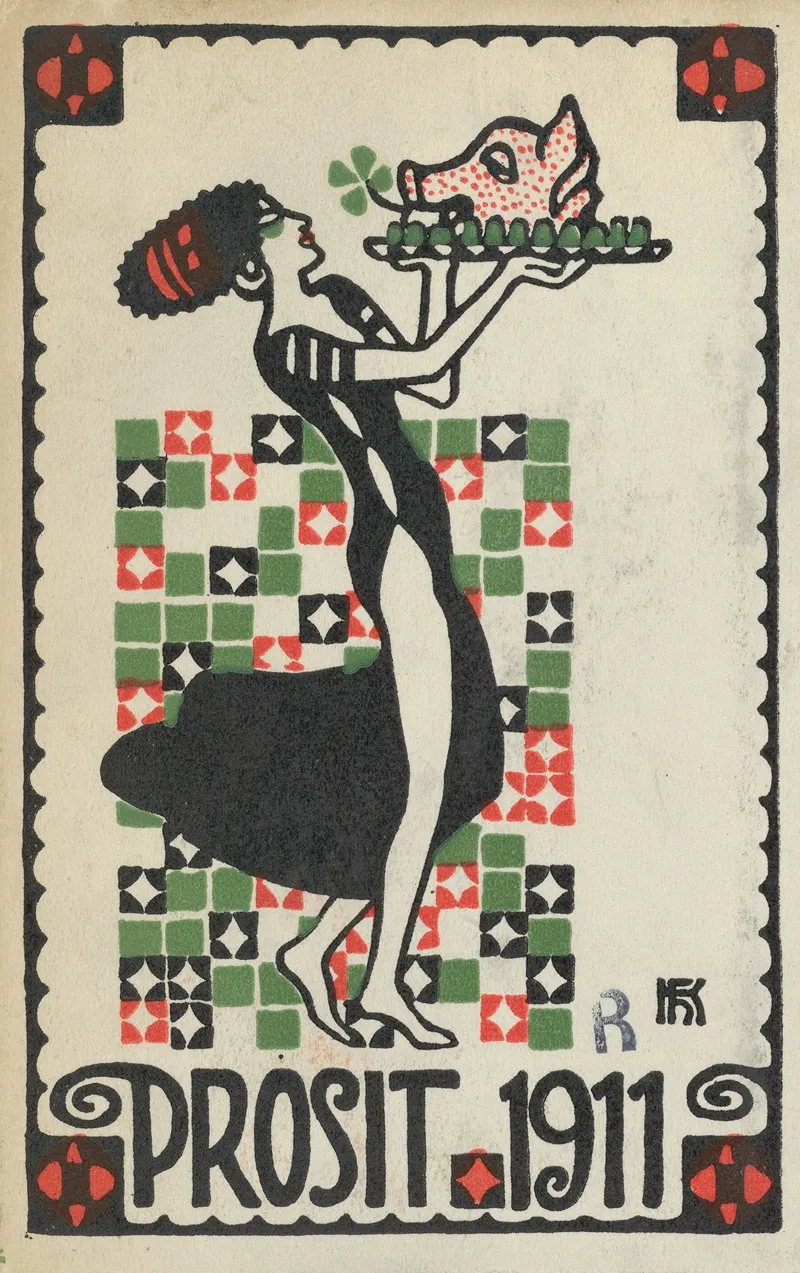 New Years Card Cheers 1911 Prosit