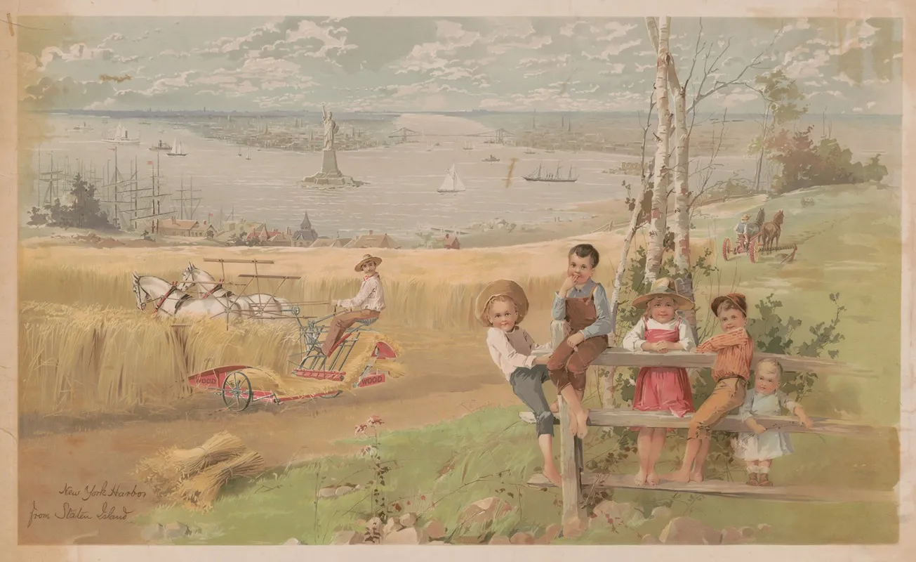 New York Harbor From Staten Island Wall Art by Walter A. Wood Mowing &amp; Reaping Co. - High-Resolution Digital Print