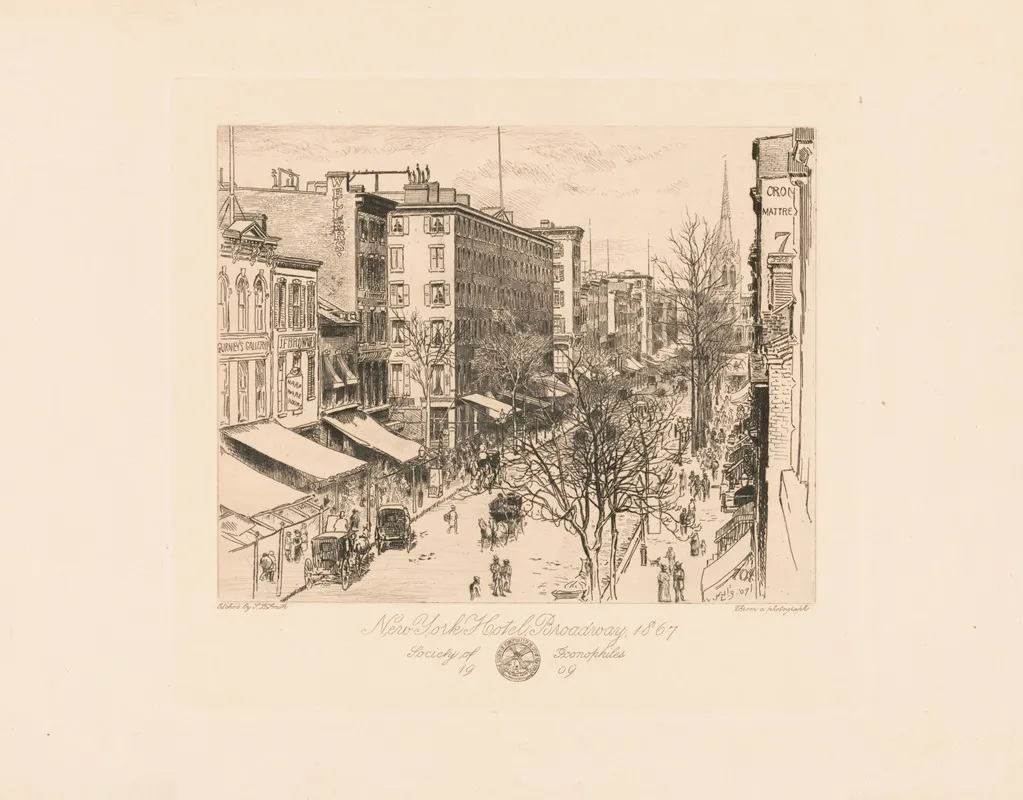 New York Hotel Broadway 1867 Wall Art by Sidney Lawton Smith - High-Resolution Digital Print