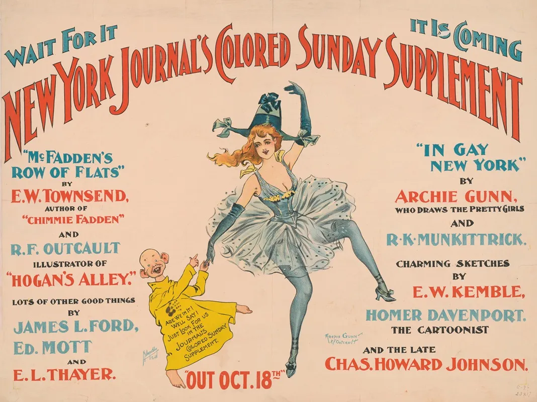 New York Journals Colored Sunday Supplement Wall Art by Archie Gunn - High-Resolution Digital Print
