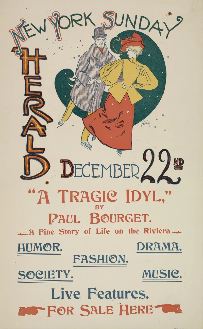New York Sunday Herald December 22nd Wall Art by Charles Hubbard Woodbury - High-Resolution Digital Print