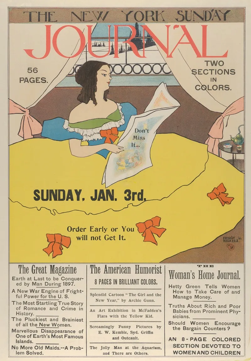New York Sunday Journal Wall Art by Ernest Haskell - High-Resolution Digital Print