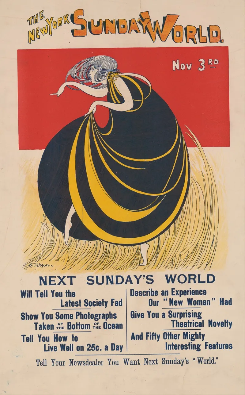 New York Sunday World Nov 3rd Wall Art by E. P. Upjohn - High-Resolution Digital Print