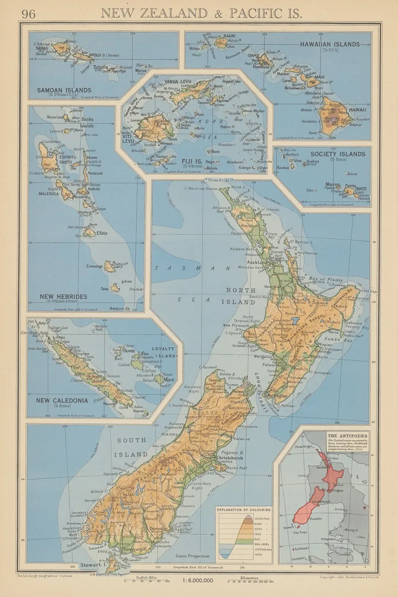New Zealand And Pacific Islands Wall Art by John George Bartholomew - High-Resolution Digital Print