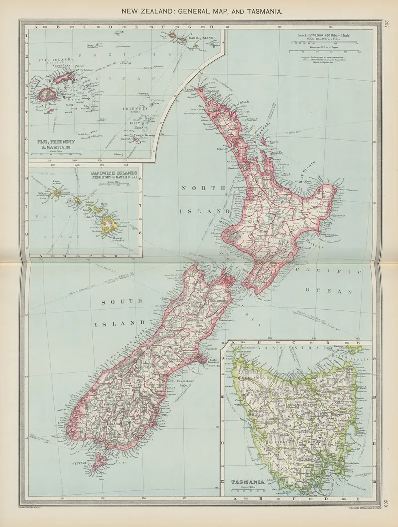 New Zealand General Map And Tasmania
