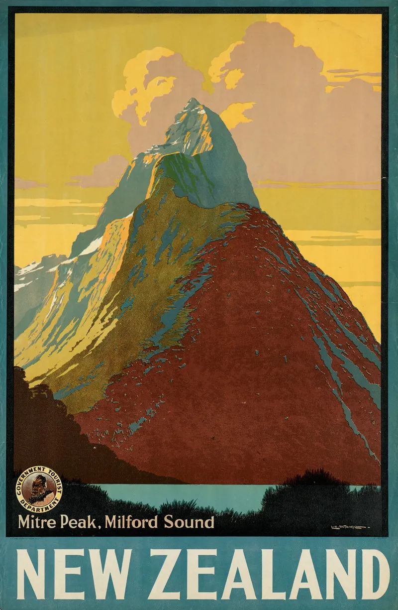 New Zealand Mitre Peak Milford Sound Wall Art by Leonard Cornwall Mitchell - High-Resolution Digital Print