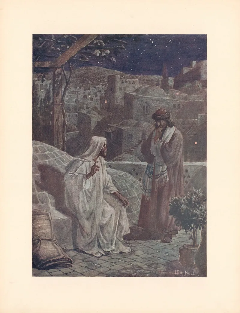 Nicodemus Comes To Jesus By Night Wall Art by William Hole - High-Resolution Digital Print