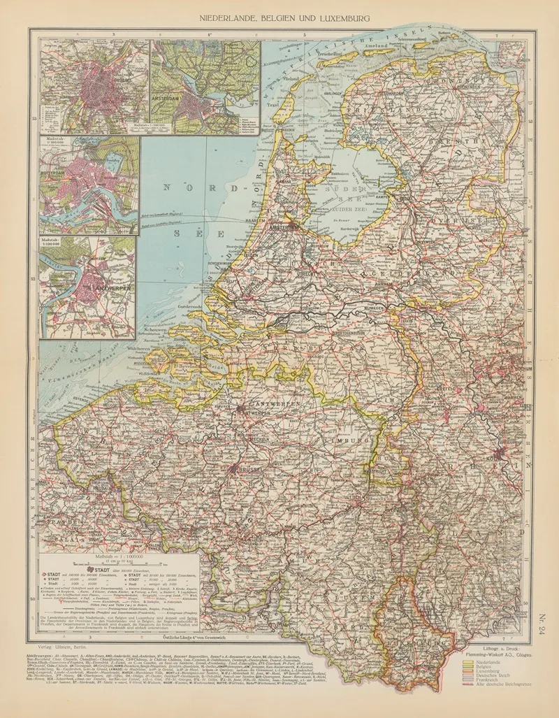Niederlande Belgien Und Luxemburg Wall Art by Geographisches Institut der Flemming-Wiskott - High-Resolution Digital Print
