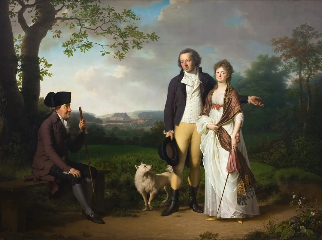 Niels Ryberg With His Son Johan Christian And His Daughter In Law Engelke Nee Falbe 2 Wall Art by Jens Juel - High-Resolution Digital Print