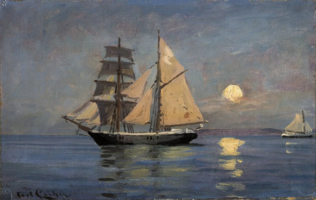 Night Atmosphere At See Full Moon