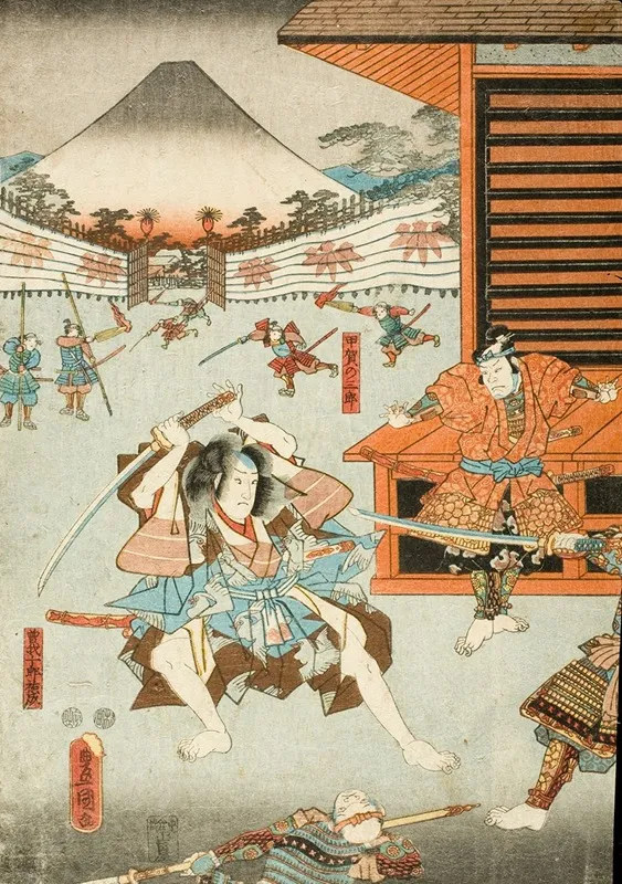 Night Attack Of The Soga Brothers Soga No Juro Sukenari And Koga No Saburo Wall Art by Utagawa Kunisada (Toyokuni III) - High-Resolution Digital Print