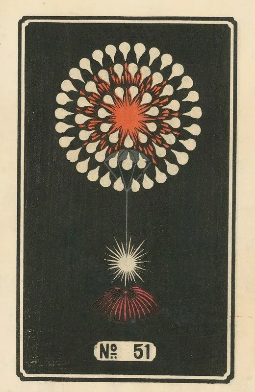 Night Fireworks No 51 Wall Art by Jinta Hirayama - High-Resolution Digital Print