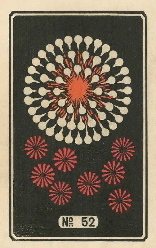 Night Fireworks No 52 Wall Art by Jinta Hirayama - High-Resolution Digital Print