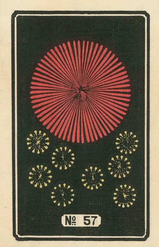 Night Fireworks No 57 Wall Art by Jinta Hirayama - High-Resolution Digital Print