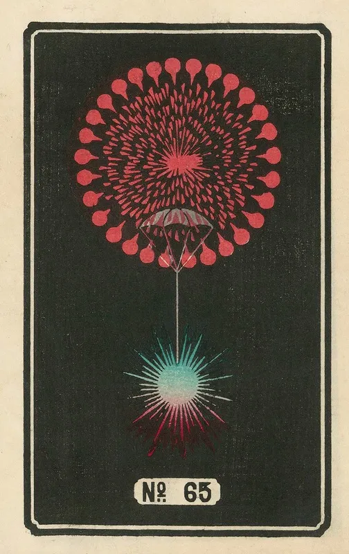 Night Fireworks No 65 Wall Art by Jinta Hirayama - High-Resolution Digital Print