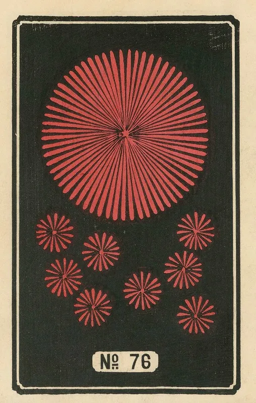 Night Fireworks No 76 Wall Art by Jinta Hirayama - High-Resolution Digital Print