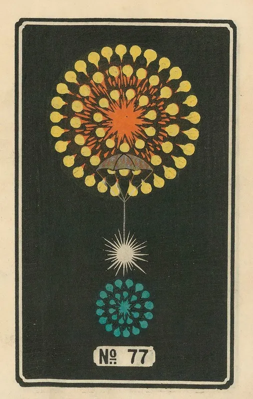 Night Fireworks No 77 Wall Art by Jinta Hirayama - High-Resolution Digital Print