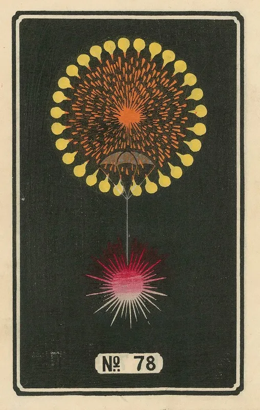 Night Fireworks No 78 Wall Art by Jinta Hirayama - High-Resolution Digital Print