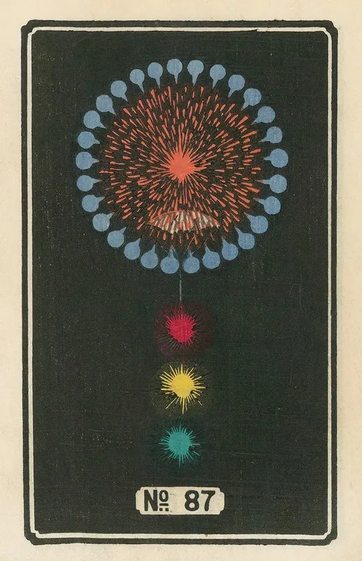Night Fireworks No 87 Wall Art by Jinta Hirayama - High-Resolution Digital Print