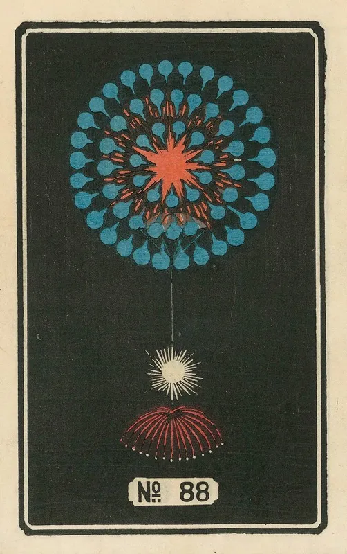 Night Fireworks No 88 Wall Art by Jinta Hirayama - High-Resolution Digital Print
