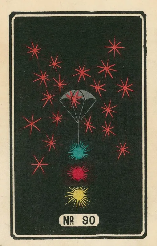 Night Fireworks No 90 Wall Art by Jinta Hirayama - High-Resolution Digital Print