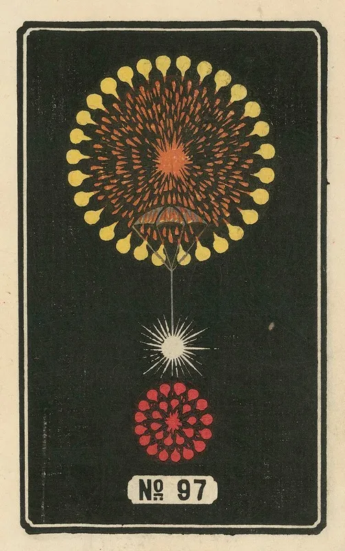 Night Fireworks No 97 Wall Art by Jinta Hirayama - High-Resolution Digital Print