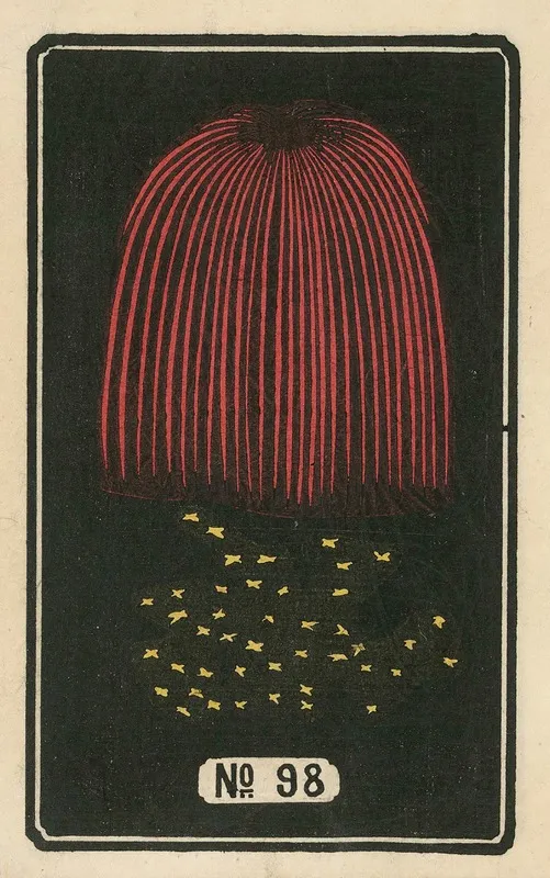 Night Fireworks No 98 Wall Art by Jinta Hirayama - High-Resolution Digital Print
