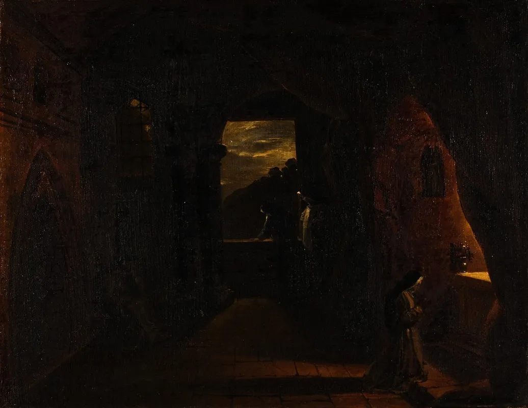 Night Piece Nuns In A Convent Wall Art by Francesco Diofebi - High-Resolution Digital Print
