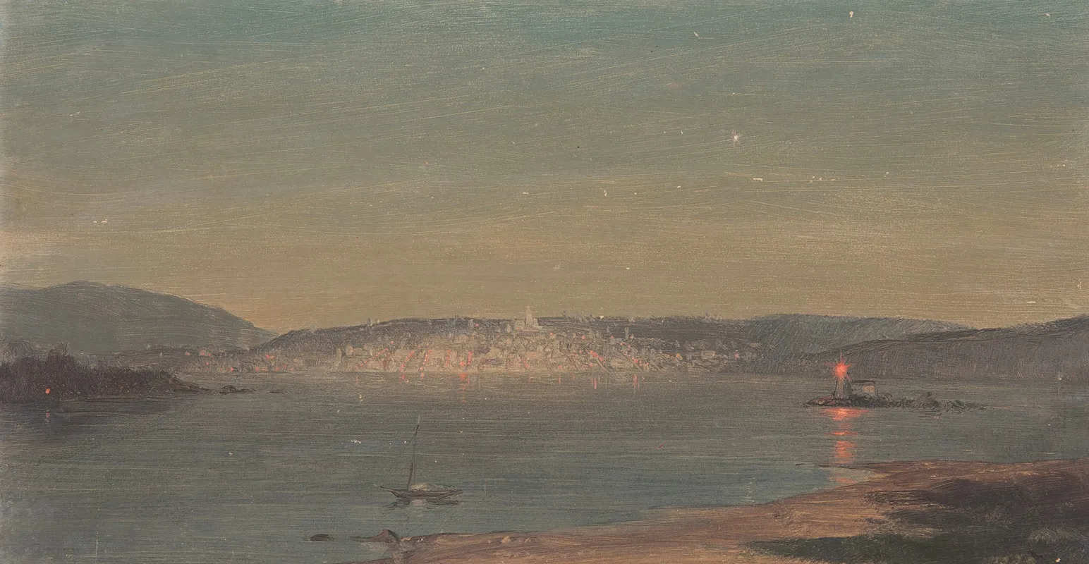Night View Of A Seaport