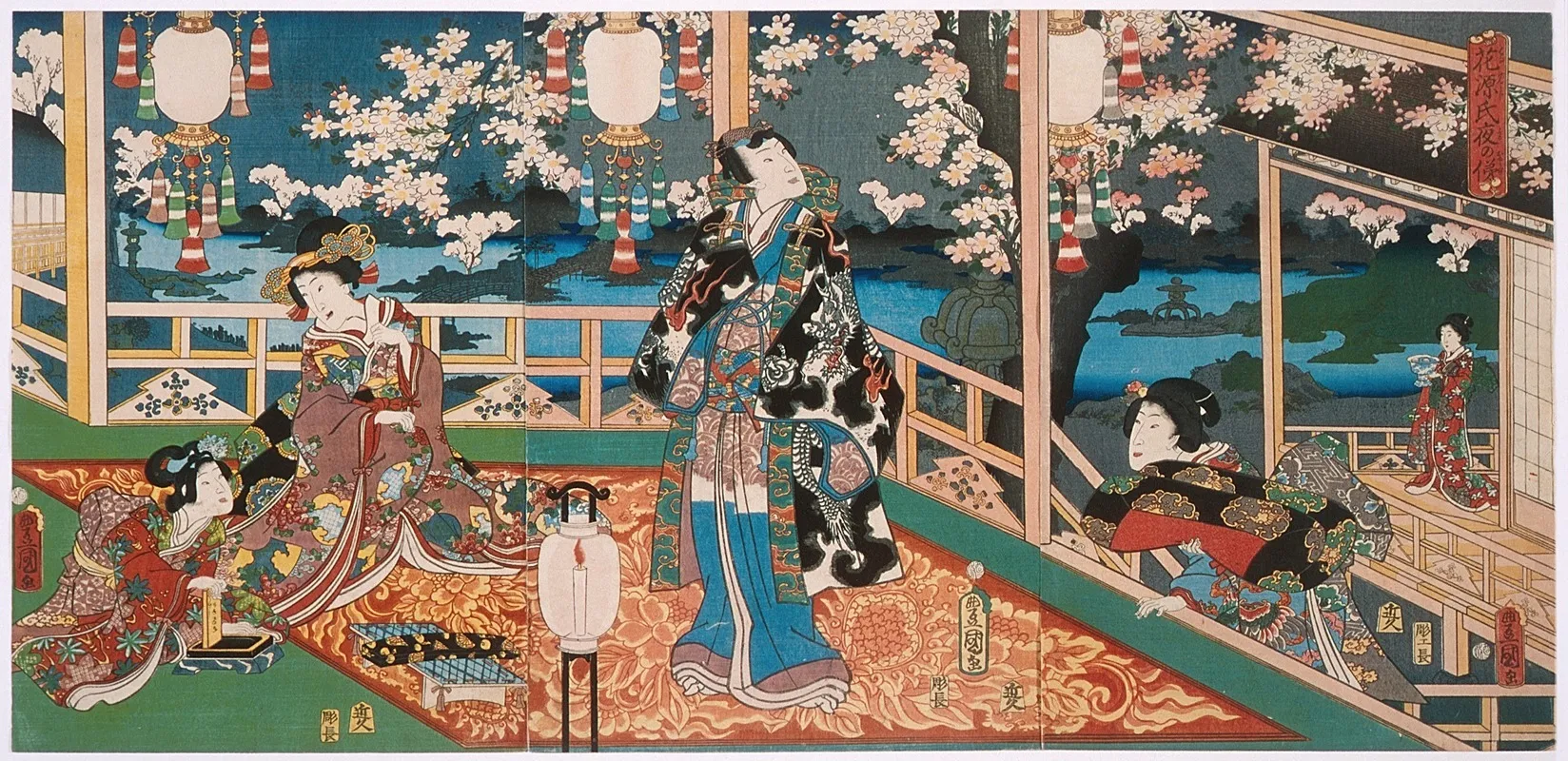 Night Visage Of The Flower Genji Wall Art by Utagawa Kunisada (Toyokuni III) - High-Resolution Digital Print