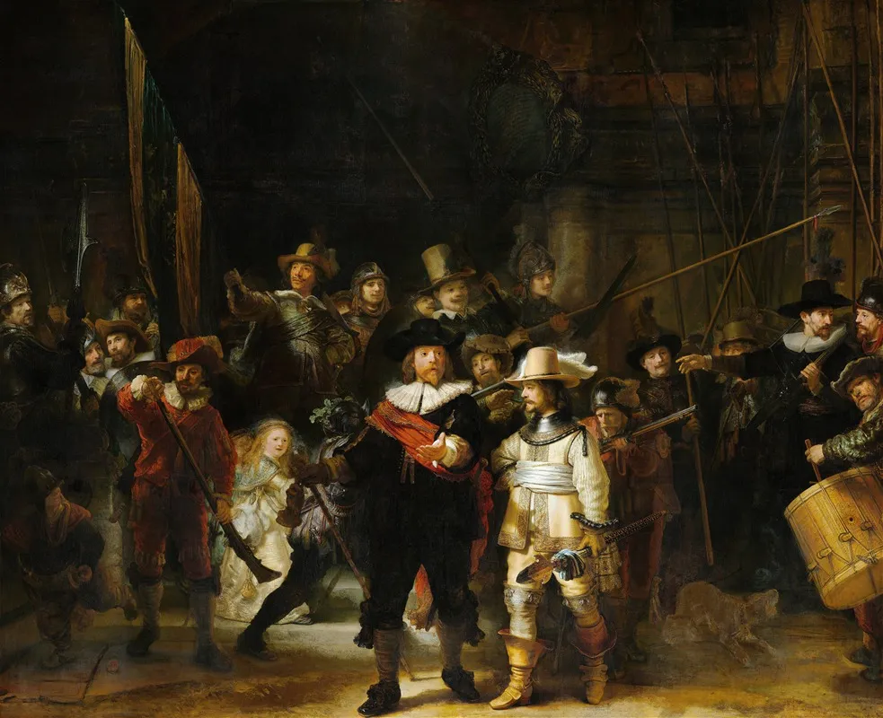 Night Watch Militia Company Of District Ii Under The Command Of Captain Frans Banninck Cocq Wall Art by Rembrandt van Rijn - High-Resolution Digital Print
