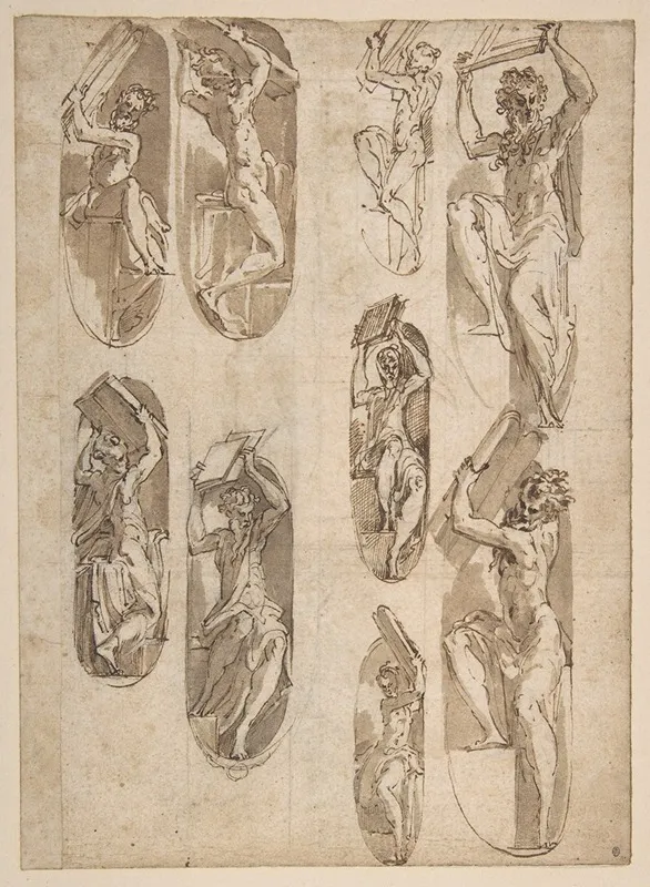 Nine Studies Of The Moses In Santa Maria Della Steccata Parma
