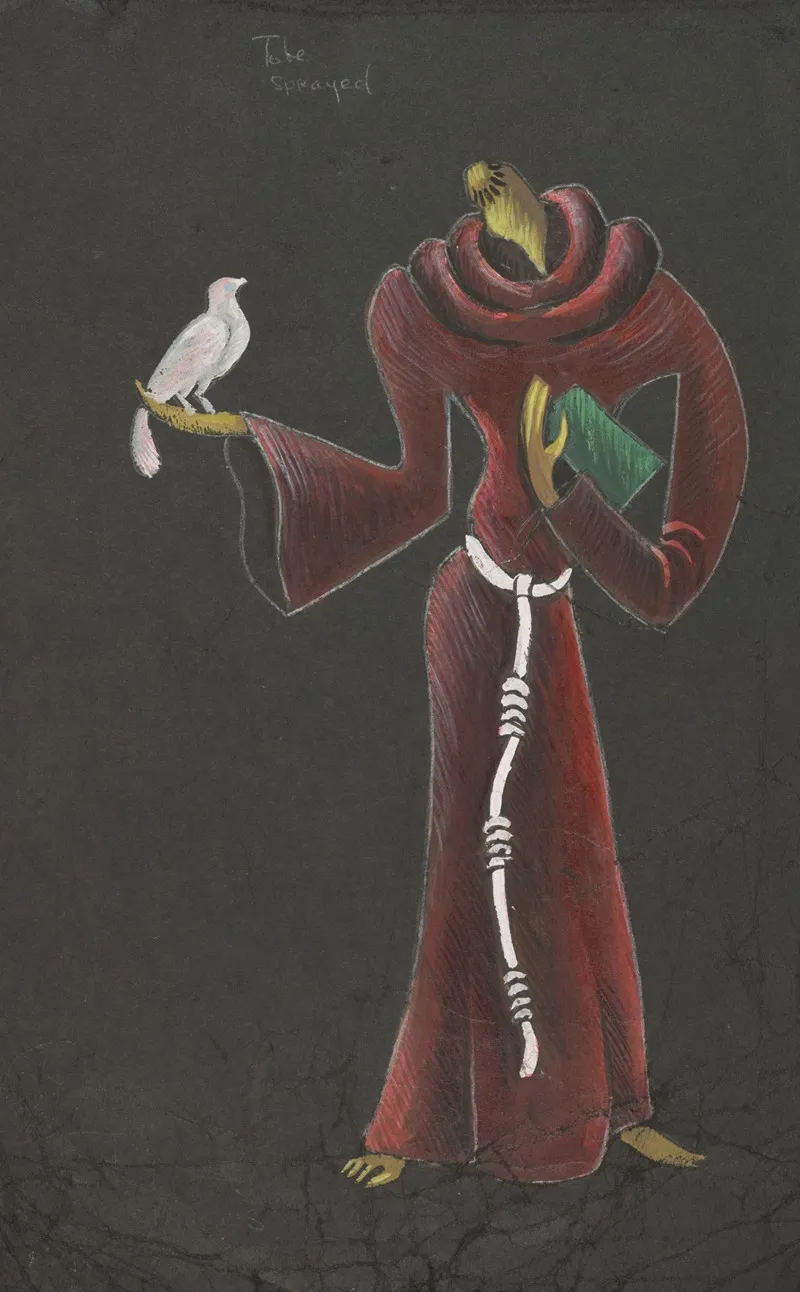 No More Peace Red Robe Tied With White Cord Wall Art by Barry Farnol - High-Resolution Digital Print