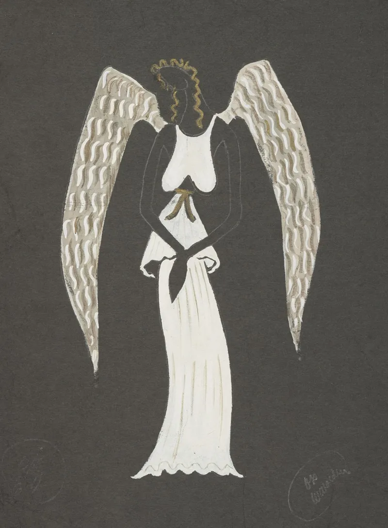 No More Peace White Halter Top With White Double Layer Skirt And Angel Wings Wall Art by Barry Farnol - High-Resolution Digital Print