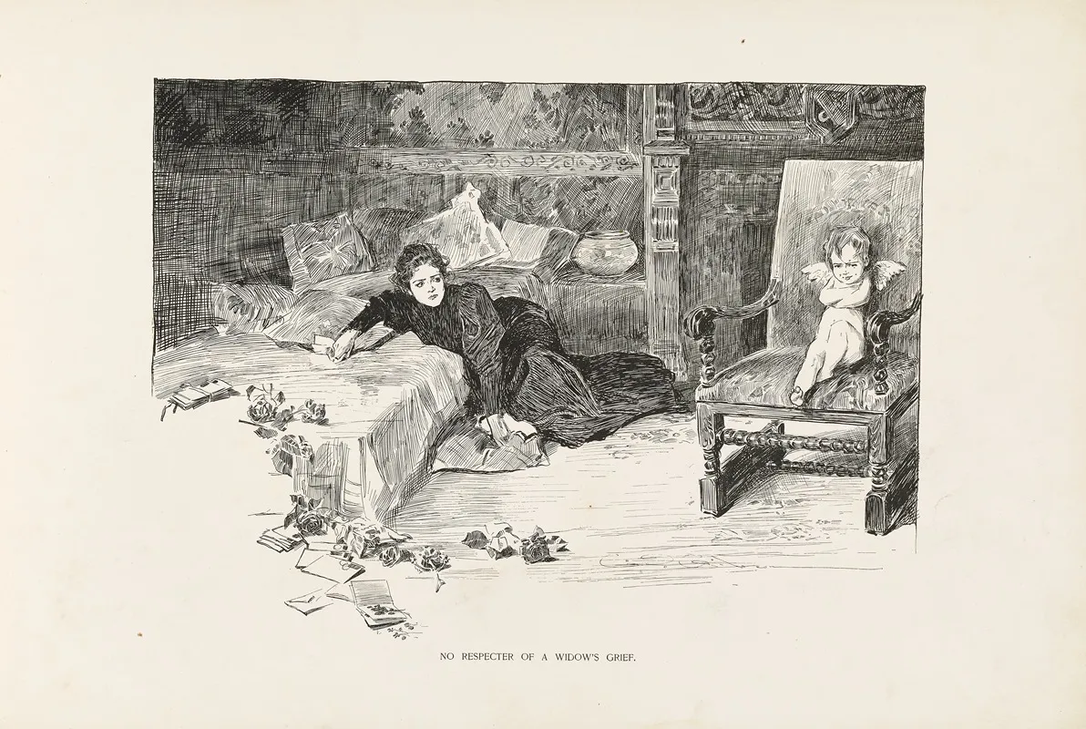 No Respecter Of A Widows Grief Wall Art by Charles Dana Gibson - High-Resolution Digital Print