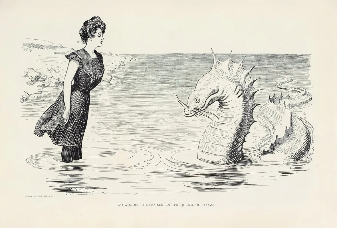 No Wonder The Sea Serpent Frequents Our Coast Wall Art by Charles Dana Gibson - High-Resolution Digital Print