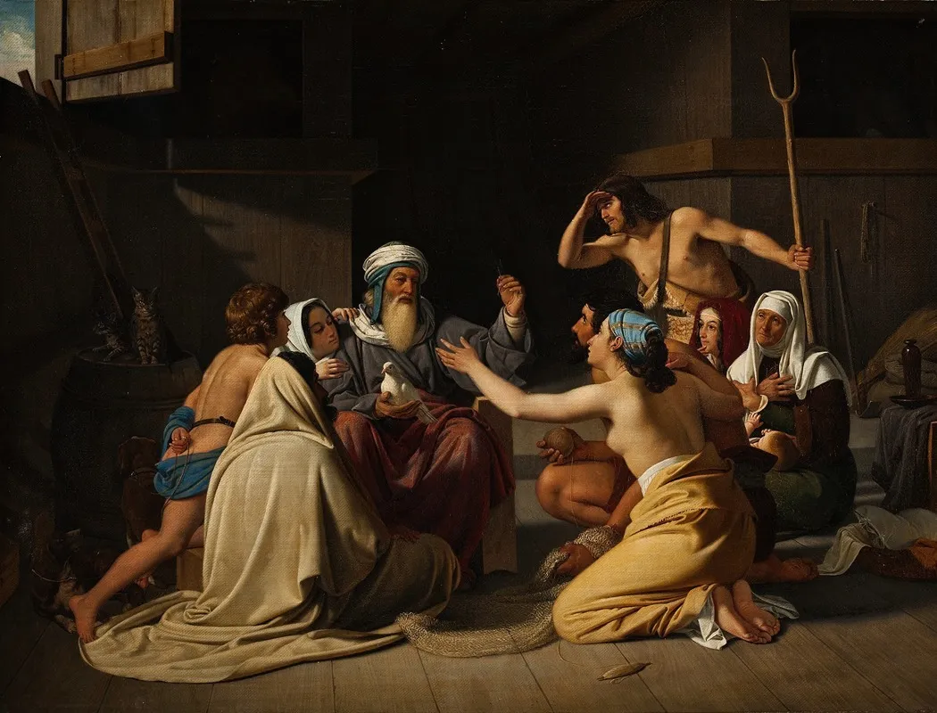 Noah And His Family In The Ark Wall Art by Ditlev Blunck - High-Resolution Digital Print