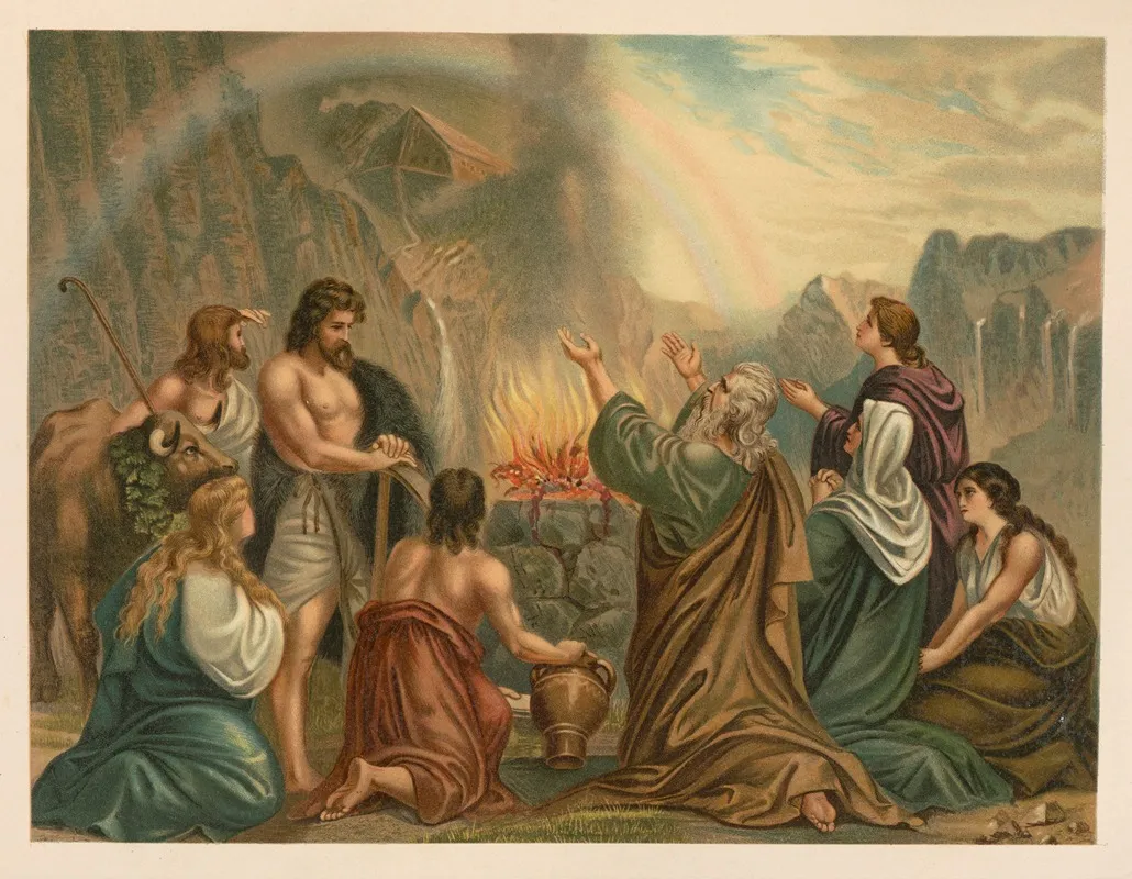 Noahs Sacrifice Of Thanksgiving Wall Art by Jan Ladislaw Sýkora - High-Resolution Digital Print