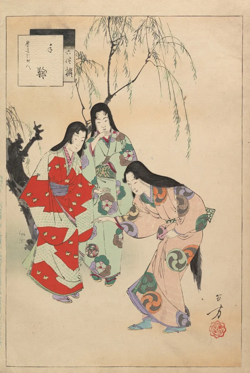 Noblewomen Of The Tokugawa Period Thirty Six Beauties Sanjuroko Kasensoro Pl 03 Wall Art by Toshikata Mizuno - High-Resolution Digital Print