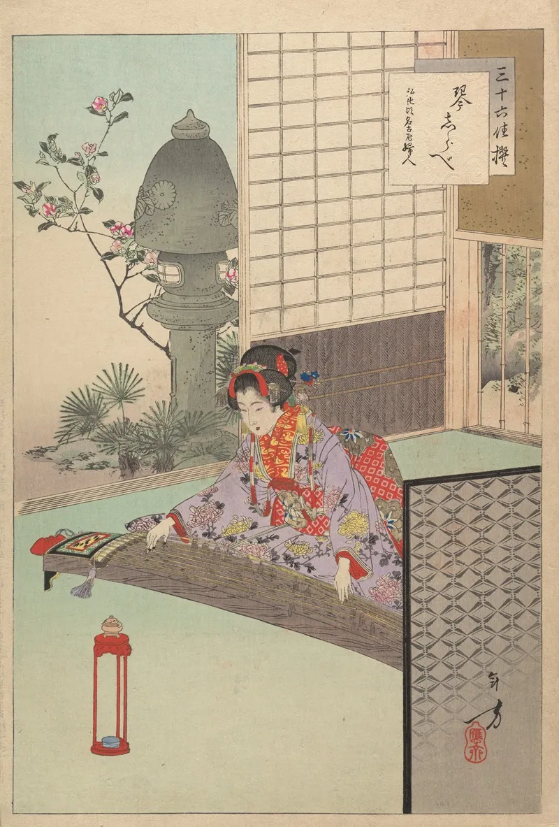 Noblewomen Of The Tokugawa Period Thirty Six Beauties Sanjuroko Kasensoro Pl 06 Wall Art by Toshikata Mizuno - High-Resolution Digital Print