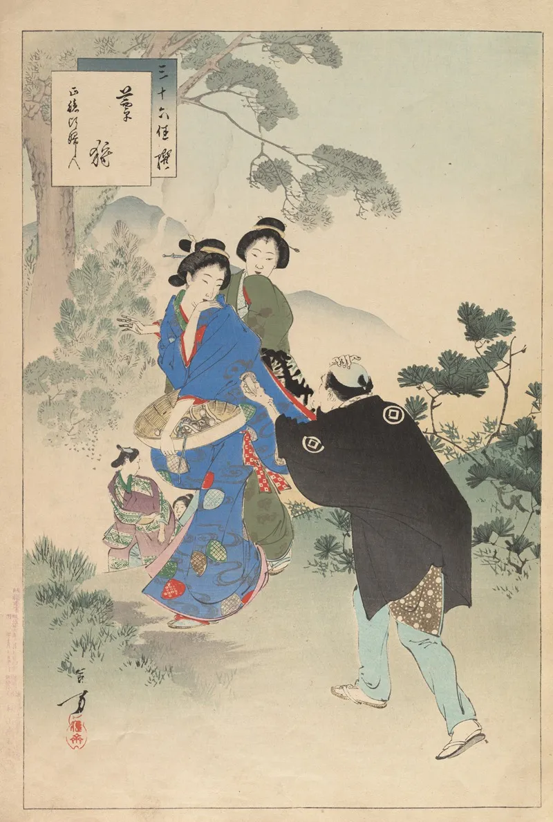 Noblewomen Of The Tokugawa Period Thirty Six Beauties Sanjuroko Kasensoro Pl 10 Wall Art by Toshikata Mizuno - High-Resolution Digital Print