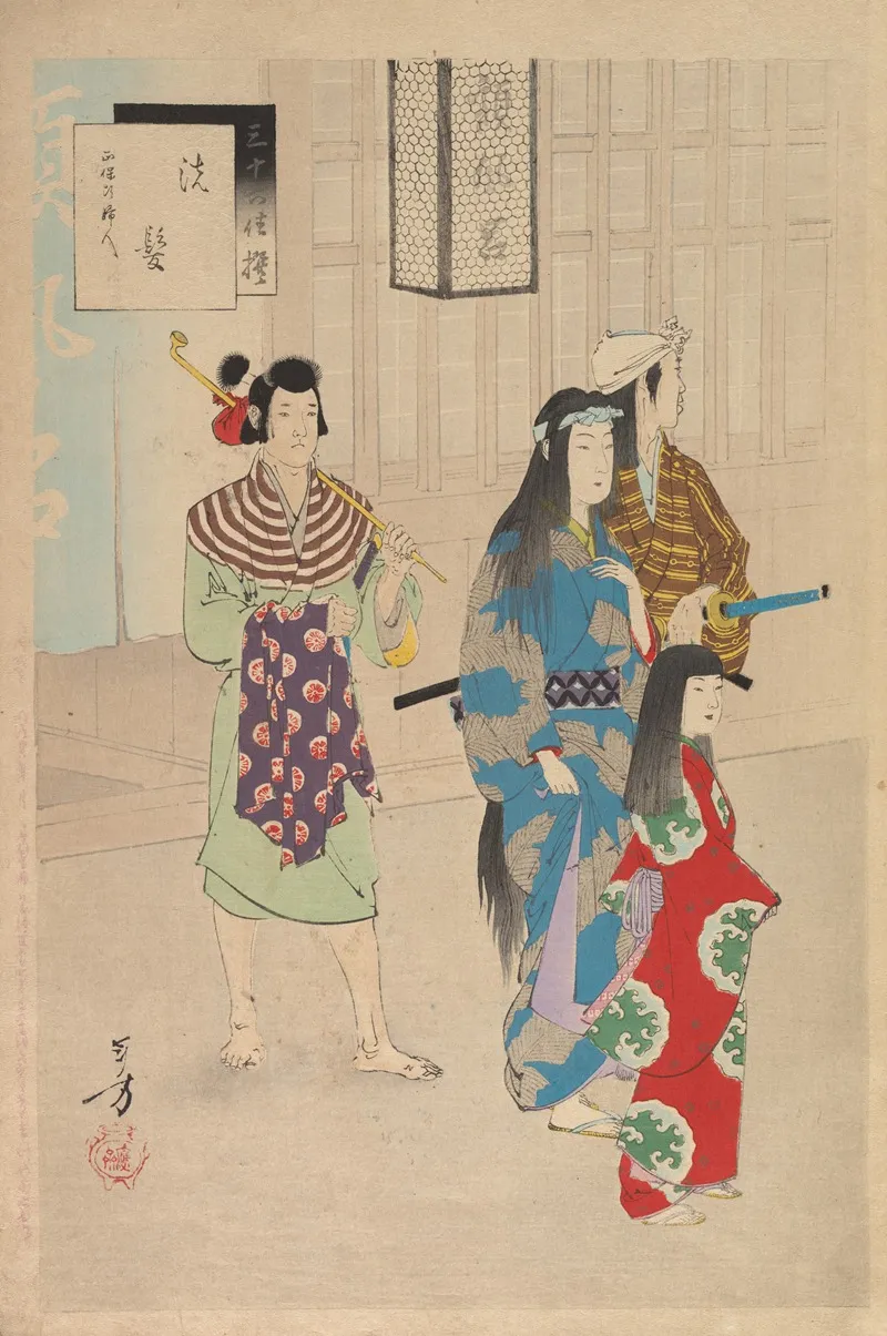 Noblewomen Of The Tokugawa Period Thirty Six Beauties Sanjuroko Kasensoro Pl 13 Wall Art by Toshikata Mizuno - High-Resolution Digital Print